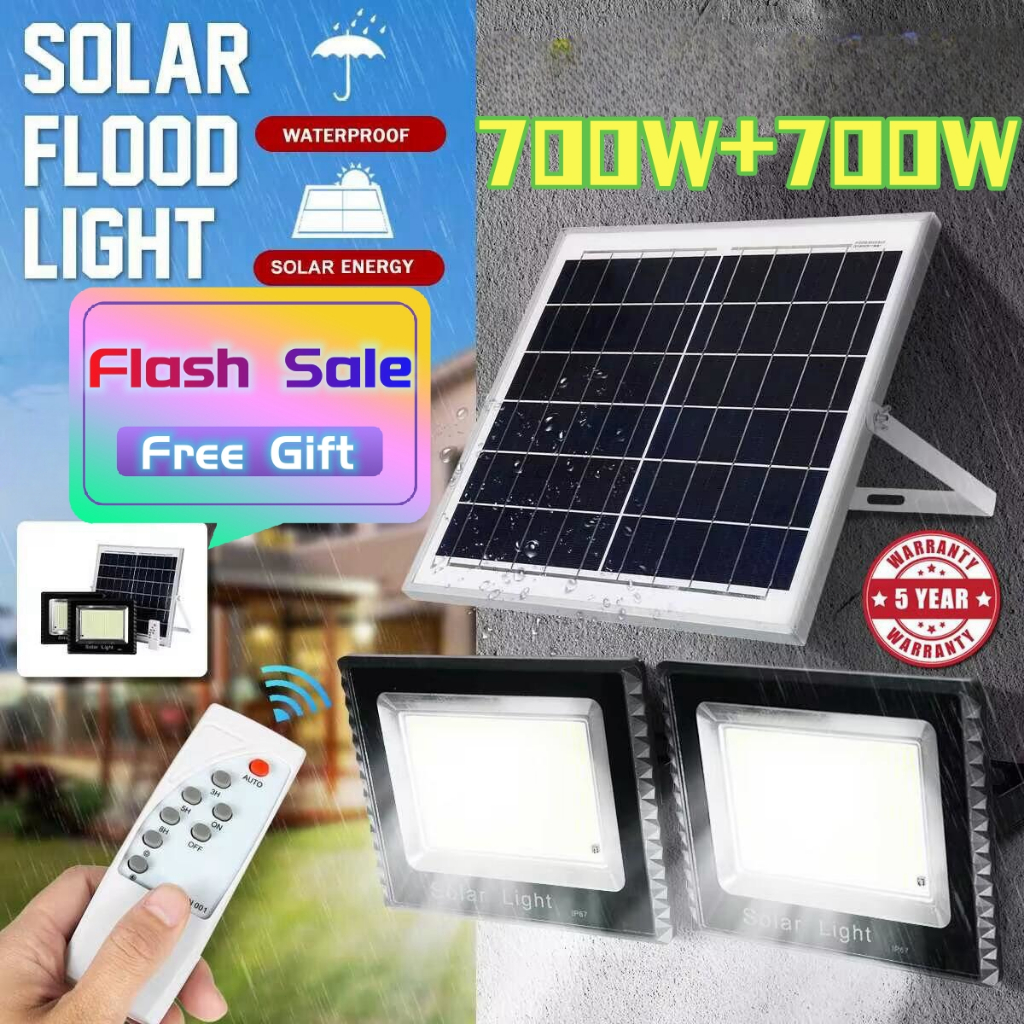 【READY STOCK】2500W Lampu solar light outdoor lighting spotlight IP65 Waterproof solar led Street