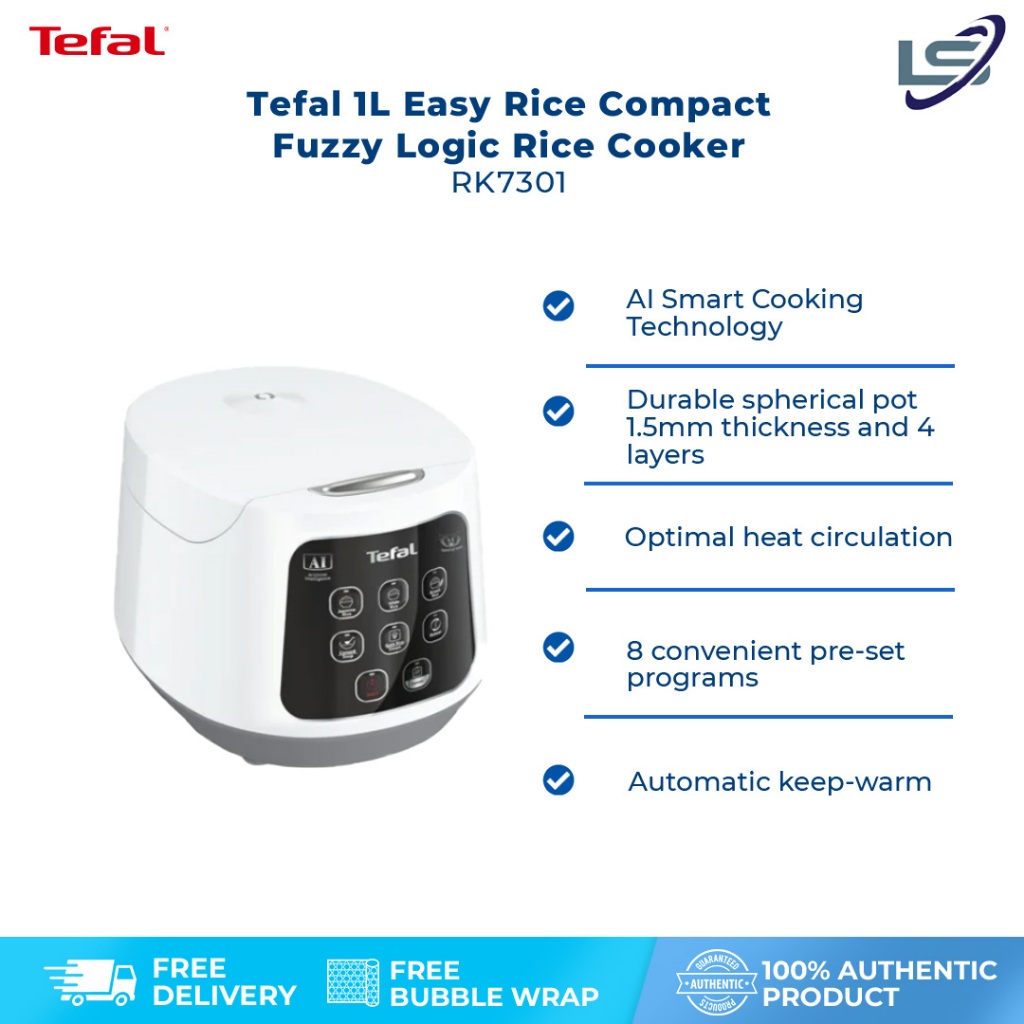 Tefal 1L Easy Rice Compact Fuzzy Logic Rice Cooker RK7301 AI Smart