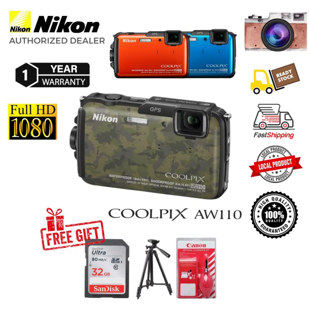 Nikon COOLPIX AW110 WiFi and Waterproof Digital Camera with GPS (1