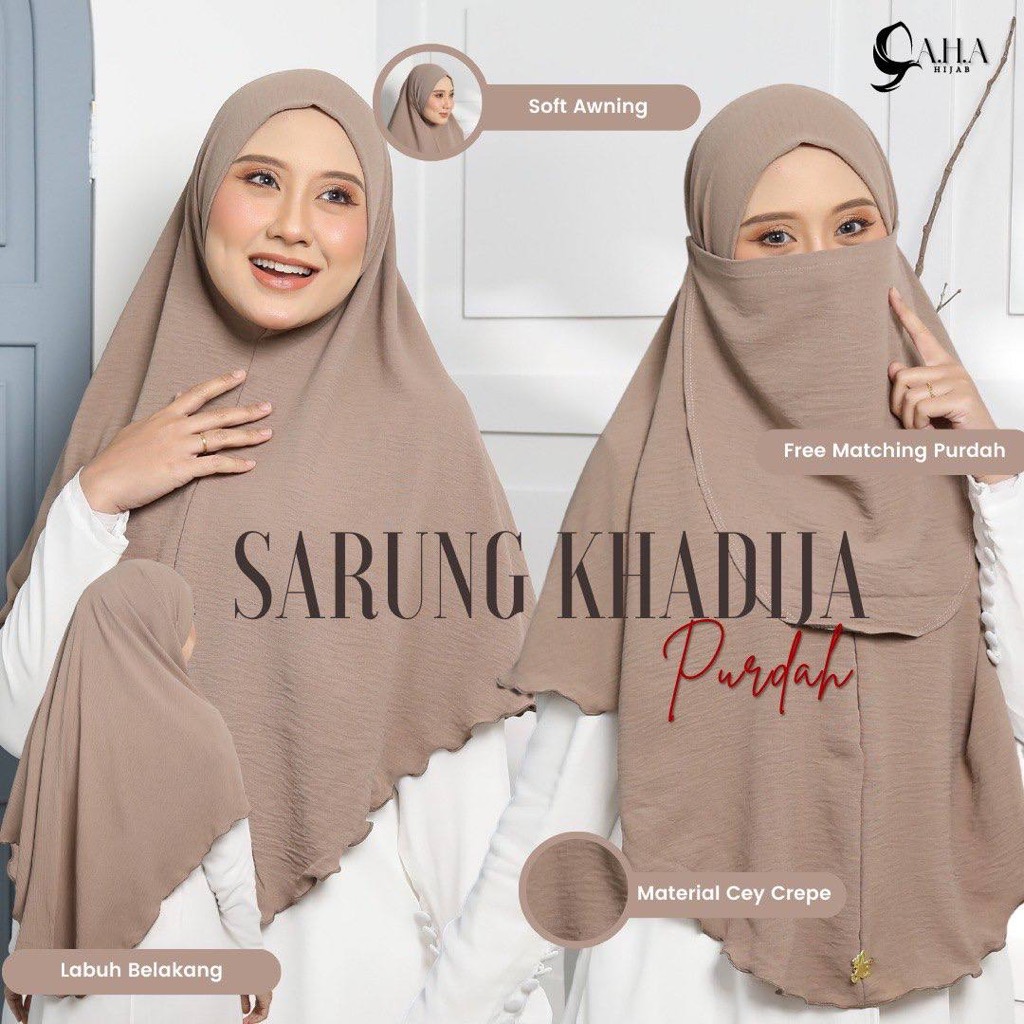 Tudung Sarung Khadija Purdah | Kain CEY | Free Gift Purdah|Labuh Depan ...