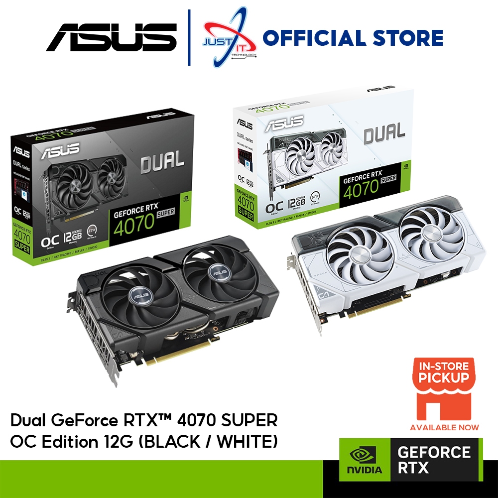 ASUS GeForce RTX4070 SUPER DUAL OC 12GB DDR6X GRAPHICS CARD BLACK/WHITE ...