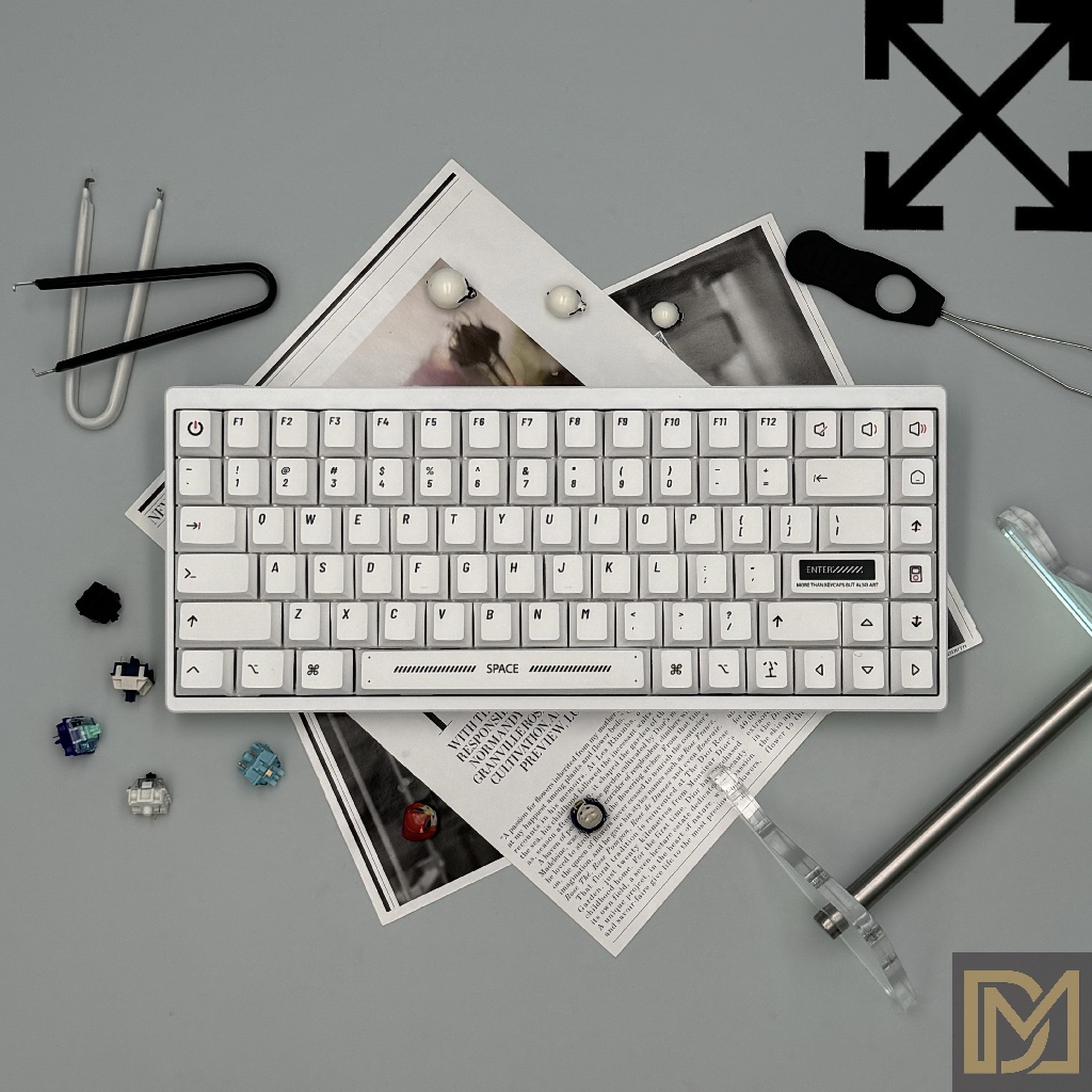 [LOCAL STOCK] OFF White Keycap PBT Dye Sub Cherry BOW Keycaps Fit All ...