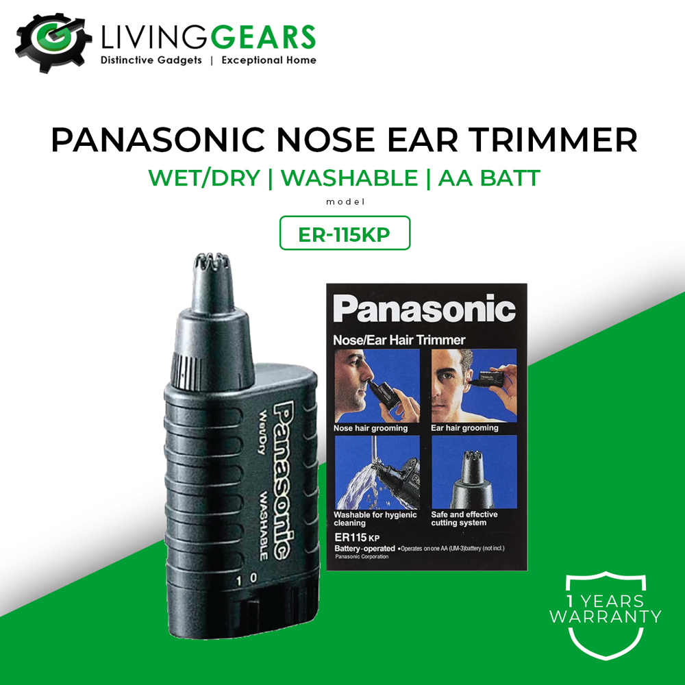 Panasonic Wet & Dry Nose/Ear Washable Trimmer ER115 KP (AA Batt