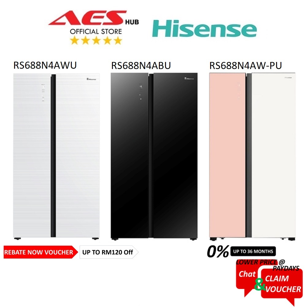 Hisense Fridge Side By Sides Refrigerator Inverter 620L Peti Sejuk Side