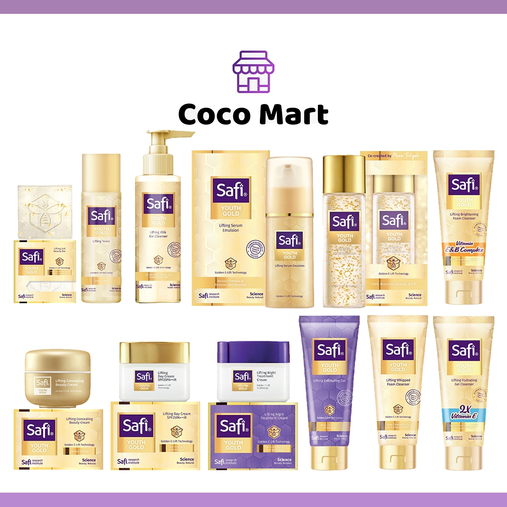 Safi Youth Gold Skincare (Facial Cleanser, Toner, Moisturiser, Essence ...