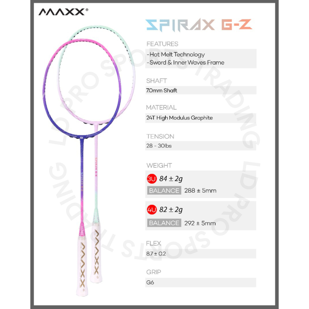 MAXX Racket Spirax G-Z (Free Stringing Service, Free String Yonex ...