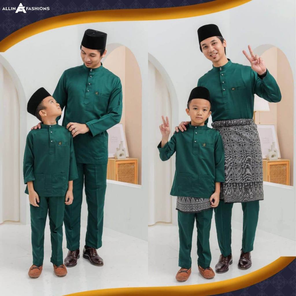 BAJU MELAYU MODEN RAYA SET AYAH DAN ANAK REGULAR FIT (EMERALD GREEN ...
