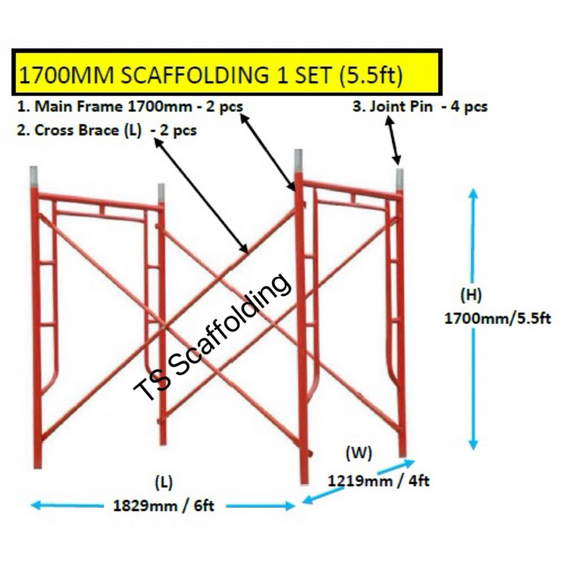 Scaffolding Main frame 1700mm 1 set NEW (MS1462) | Shopee Malaysia