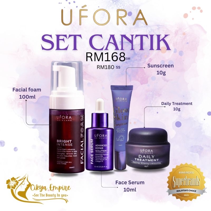 Complete Set Skincare Ufora Facial Foam Serum Daily Treatment 10g