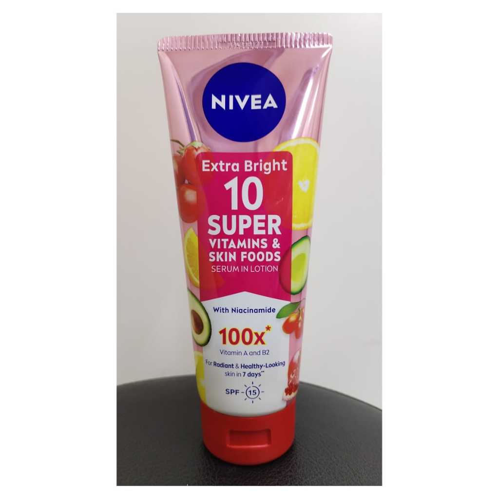 Nivea Extra Bright 10 Super Vitamins & Skin Foods Serum in Lotion 180ml ...