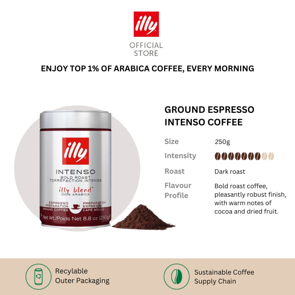 illy Ground Coffee Medium Roast/Decaffeinated Medium/Intenso Dark
