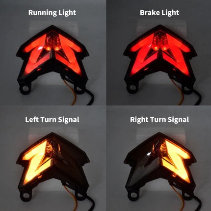 Aazon.co: ZS Otorcycle Tail Light, LED Integrated Turn Signal Blinker Red Copatible With