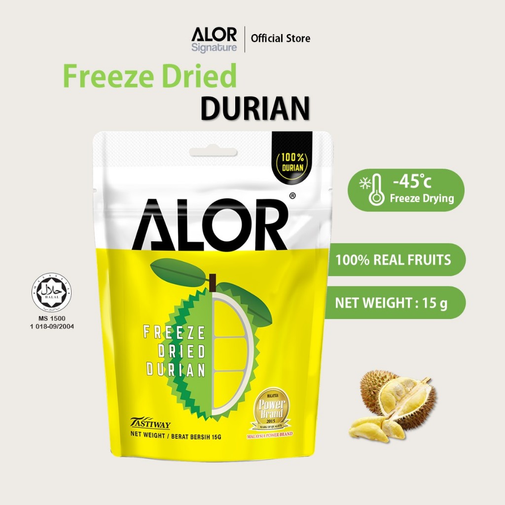 Alor Freeze Dried Durian Healthy Fruit Snack Mini Pack (15 g) | Shopee ...