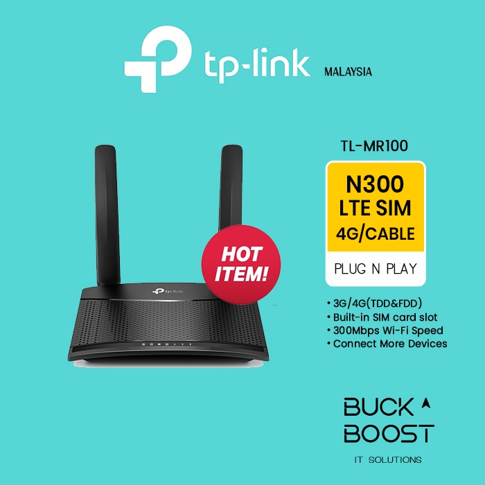 TP-LINK (TL-MR100) Wireless N300 4G LTE Mobile Direct Sim Modem Router ...