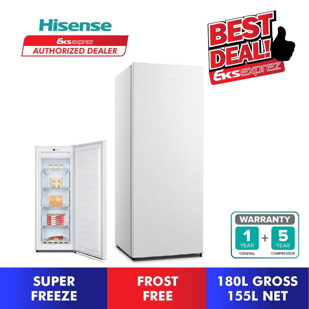 [FREE SHIPPING] Hisense Upright Freezer 180L FV188N4AWN Frost Free Vertical Freezer / Standing