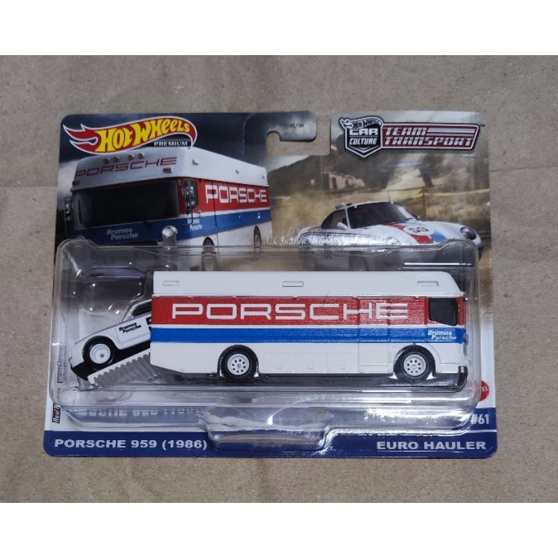Mattel Hot Wheels Team Transport Porsche 959 Euro Hauler - White #61 1:64 Scale