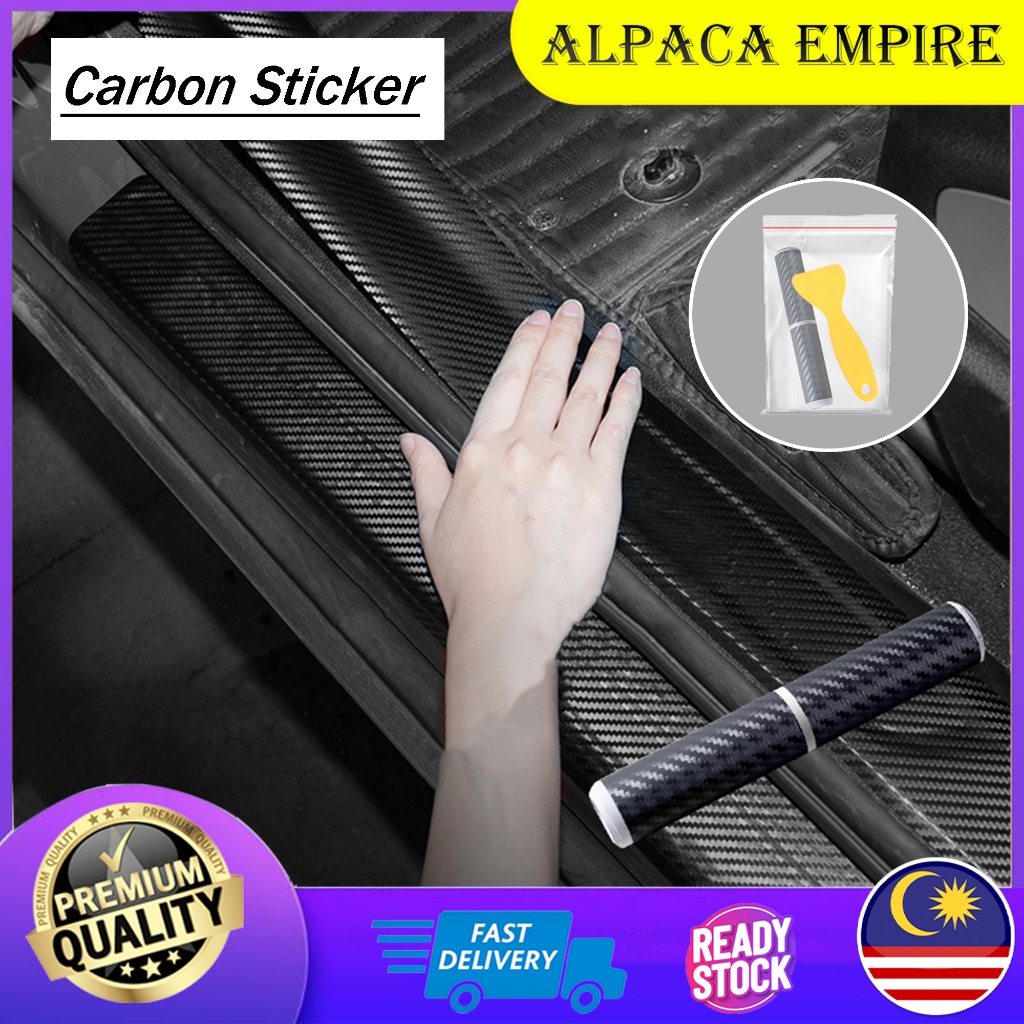 Universal Car Door Side Sill Plate Step Carbon Fiber Sticker Protector ...