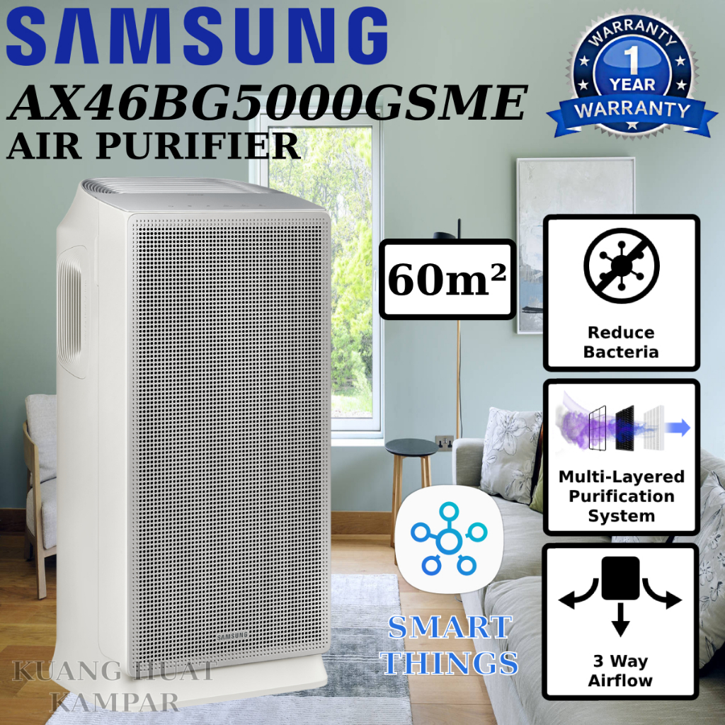 SAMSUNG 3 WAY AIR FLOW 60m² AIR PURIFIER AX46BG5000GSME // 40m² SMART