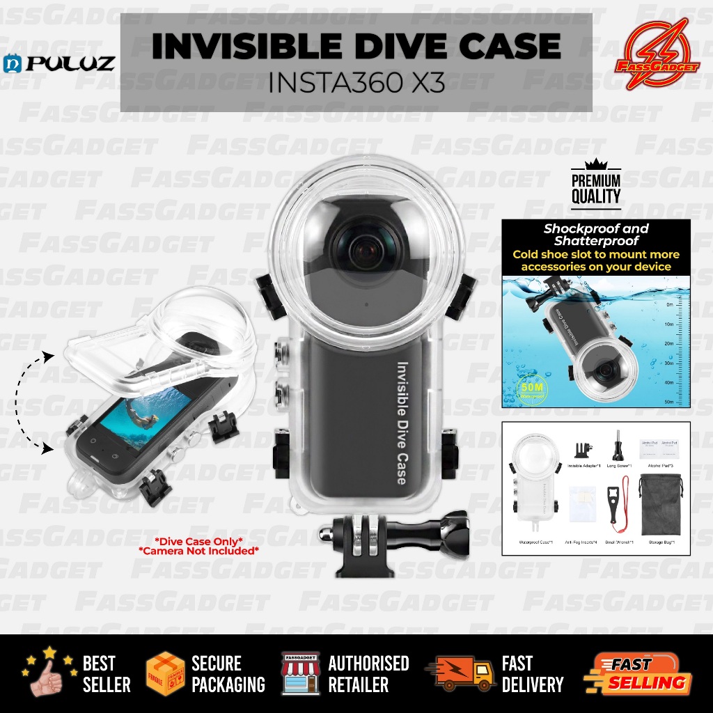 PULUZ Copriobiettivo Per Insta360 X3 E X4 – Custodia Invisibile Per Subacquea, Protezione Impermeabile Per Lenti, Accessorio In Silicone Nero Per Action Camera