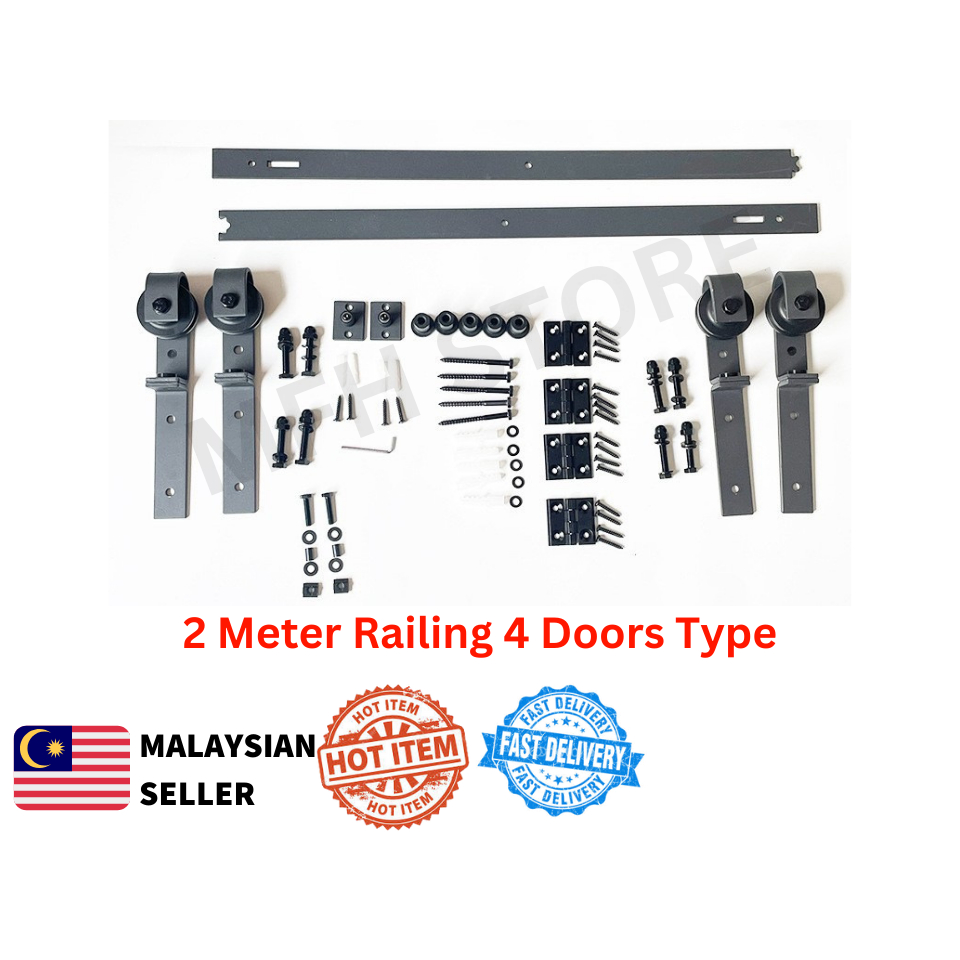 🔥READY STOCK🔥Barn Door Bifold Railing Set Wheel Type Barn Door Bifold ...