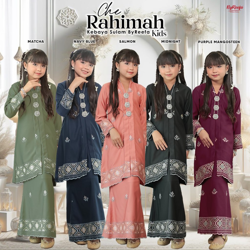[Raya 2024] Kebaya CHE RAHIMAH KIDS ByReefa Collection | Sulam Bunga ...
