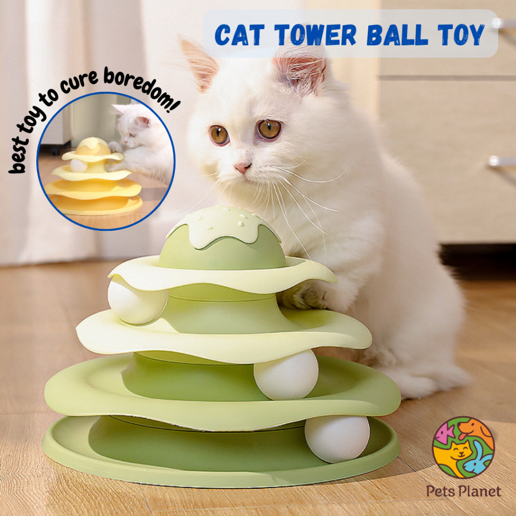 Cat Tower Ball Pet Four Layers Turntable Round Track Toy Kucing Mainan Cat Toy Cat Teaser Bola Kucing Shopee Malaysia