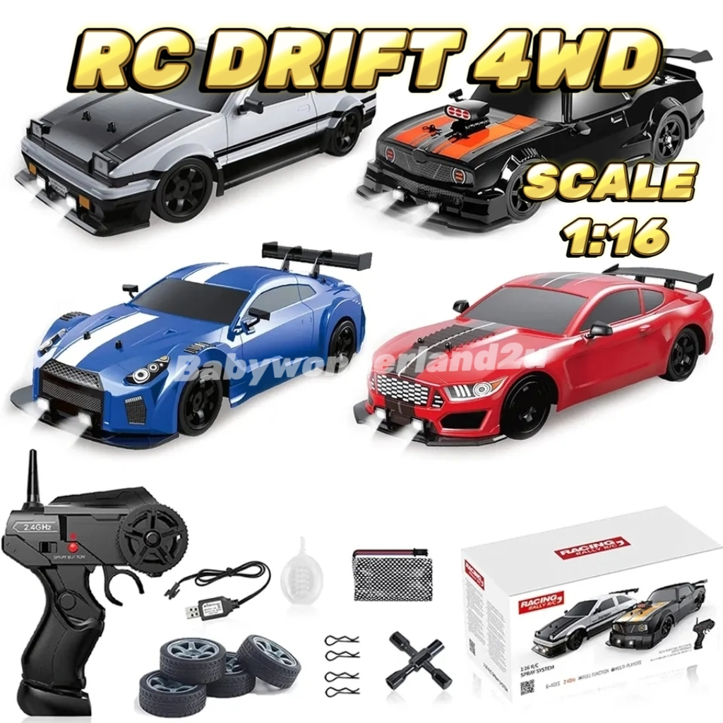 RC Drift Kereta Kontrol Asap 1:16 Remote Control Car 4WD 2.4Ghz High ...