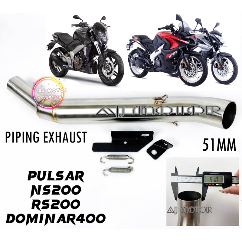 MODENAS PULSAR NS200 RS200 DOMINAR 400 51MM SLIP ON MUFFLER BOX PIPING