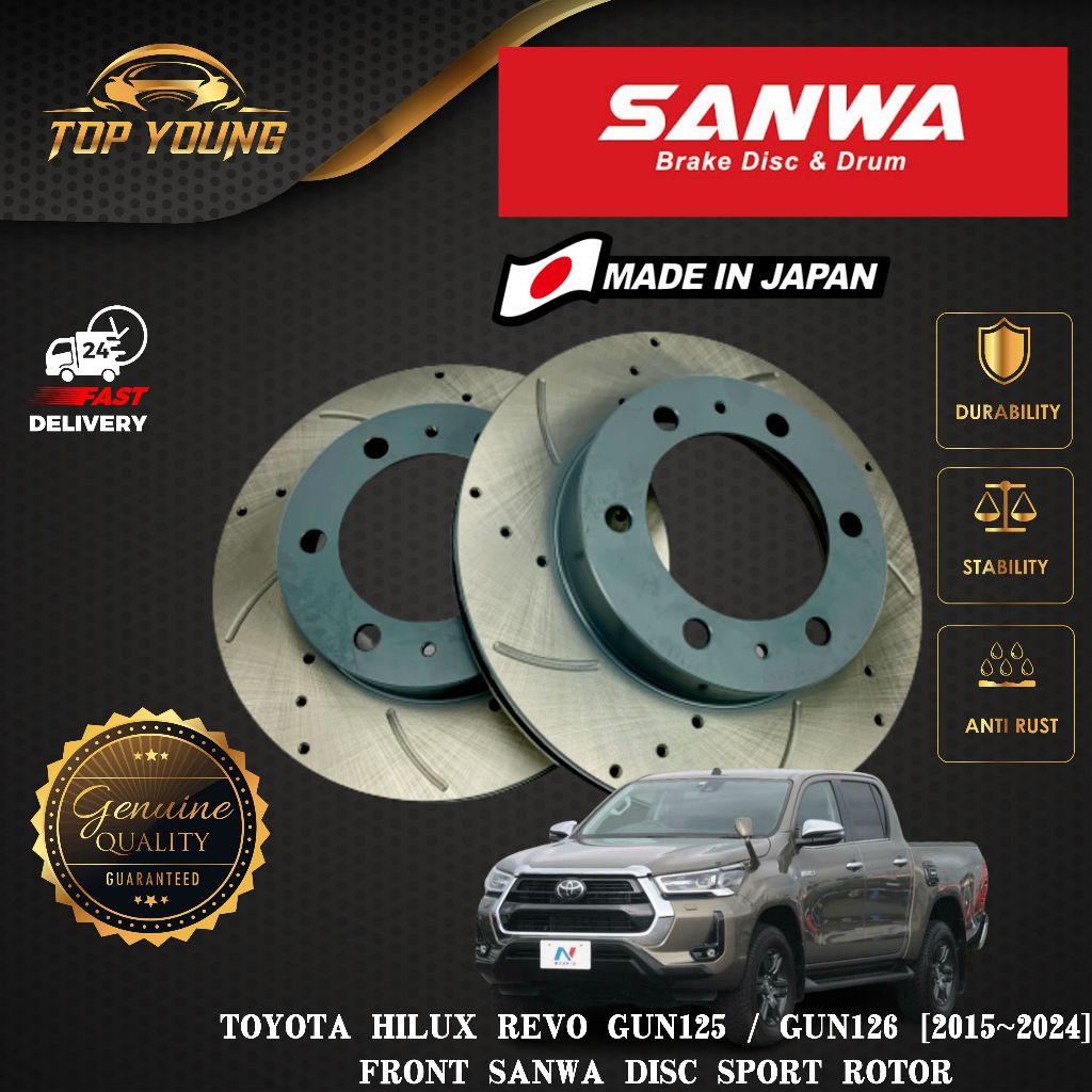 TOYOTA HILUX REVO GUN125, GUN126 (2015~2024) FRONT GENUINE SANWA DISC ...