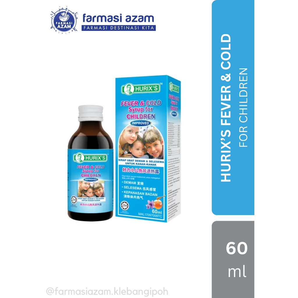 HURIX'S FEVER & COLD SYRUP FOR CHILDREN 60ML (EXP7/2026) Shopee Malaysia