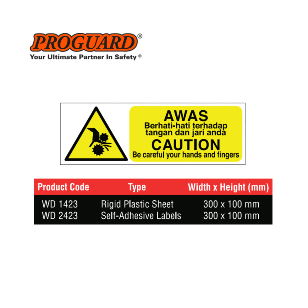300x100 Be Careful Your Hands Fingers Warning Safety Sign Indoor ...