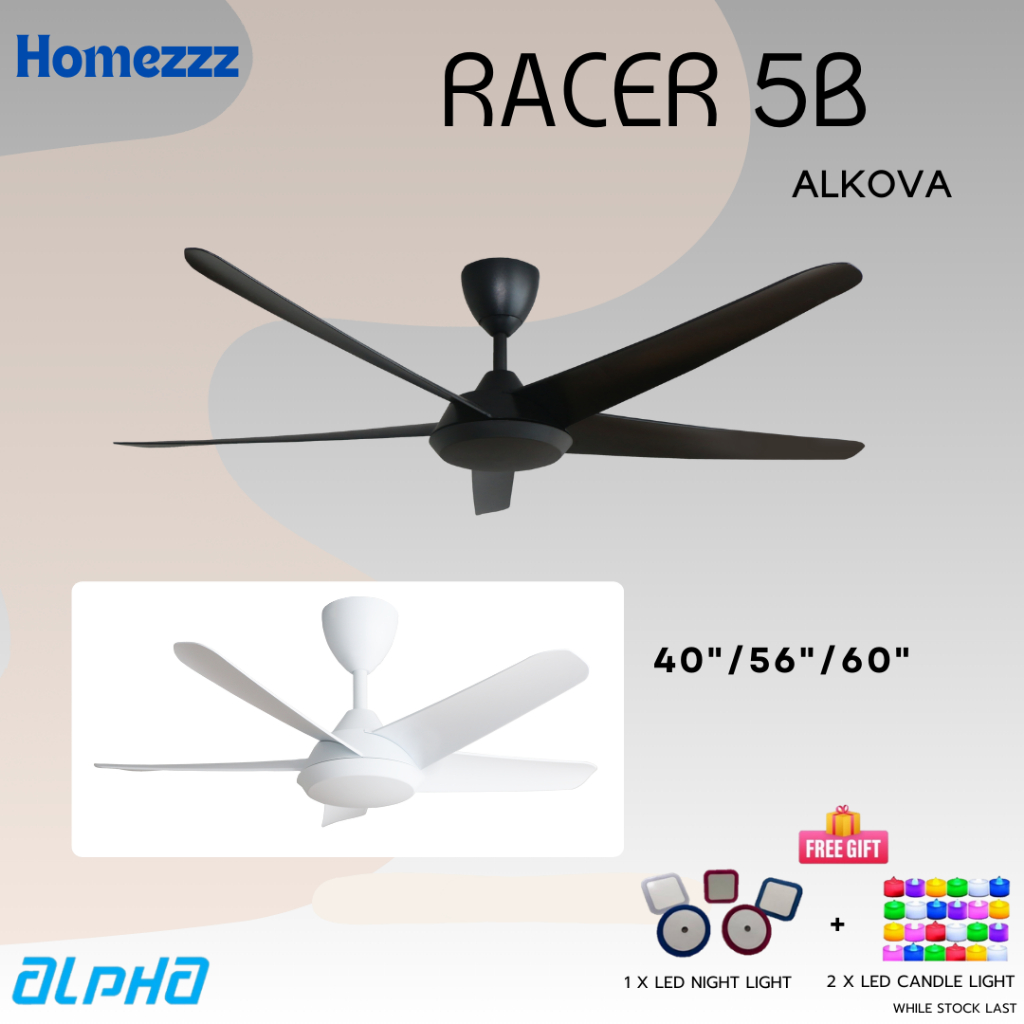 ALPHA Alkova - RACER 40 Inch 56 Inch 60 Inch DC Motor Ceiling Fan with ...