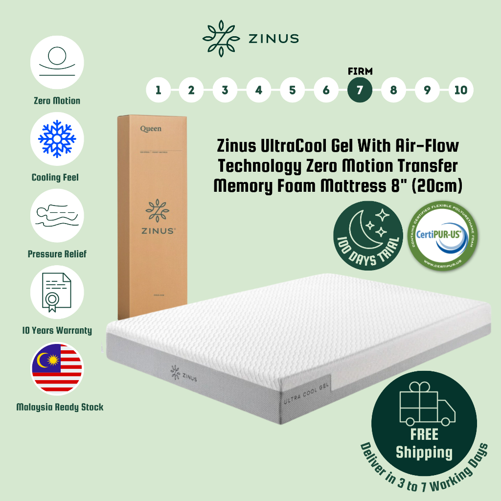 [FREE SHIPPING] Zinus Tilam 8'' UltraCool Gel Zero Motion Transfer