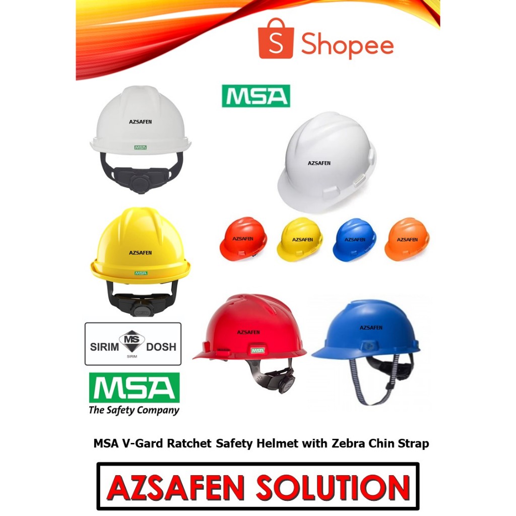 MSA VGard Ratchet Safety Helmet with Zebra Chin Strap {SIRIM/DOSH