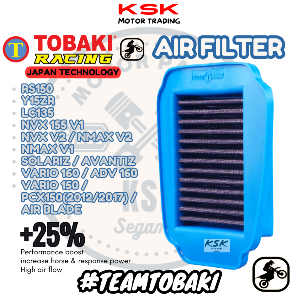 TOBAKI AIR FILTER RACING RS150 Y15 Y16 LC135 NVX NMAX V1 V2 EGO SOLARIZ ...