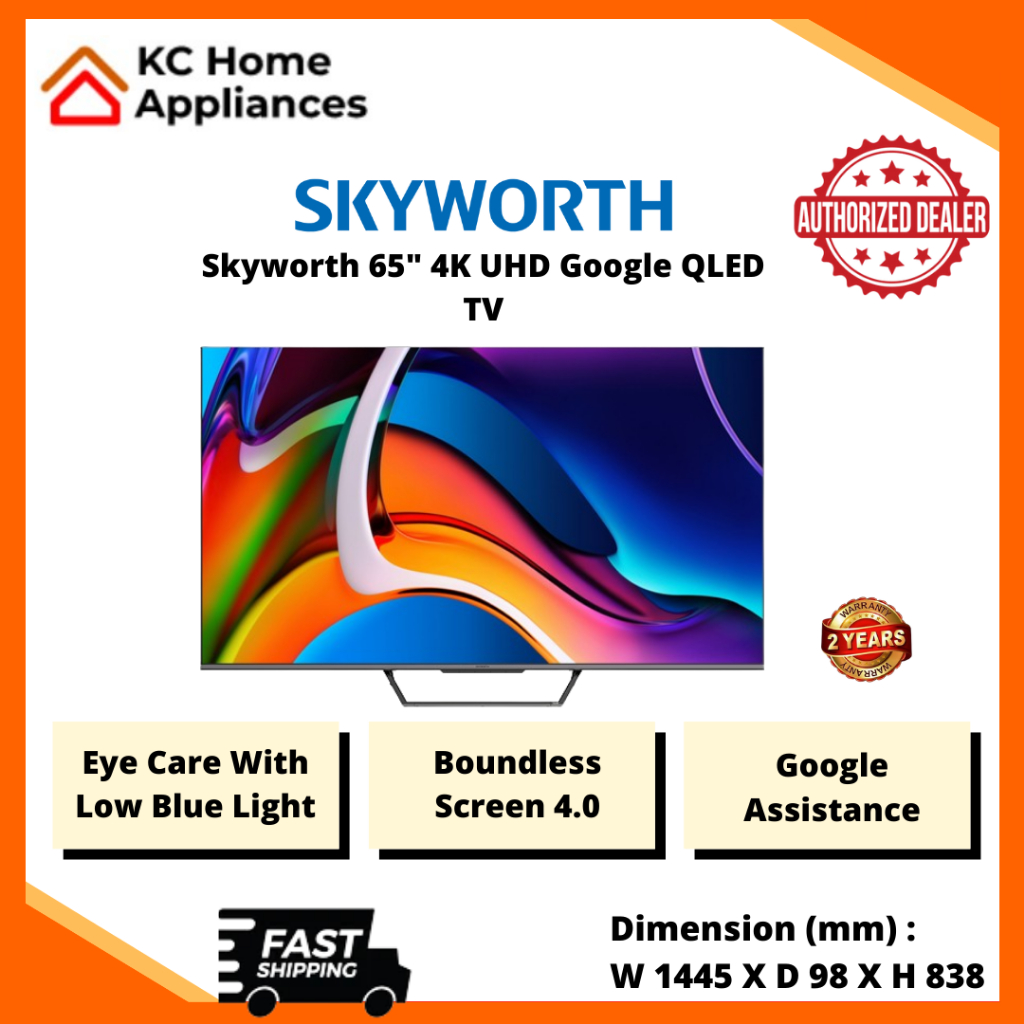 Skyworth 65" 4K UHD Google QLED TV Dolby Vision Healthy QLED