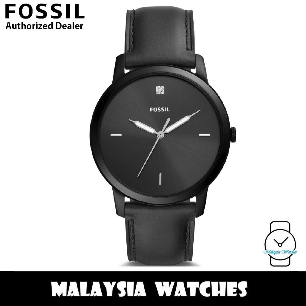 Fossil Men s FS5478 The Minimalist Carbon Series Three Hand Black Leather Watch Shopee Malaysia