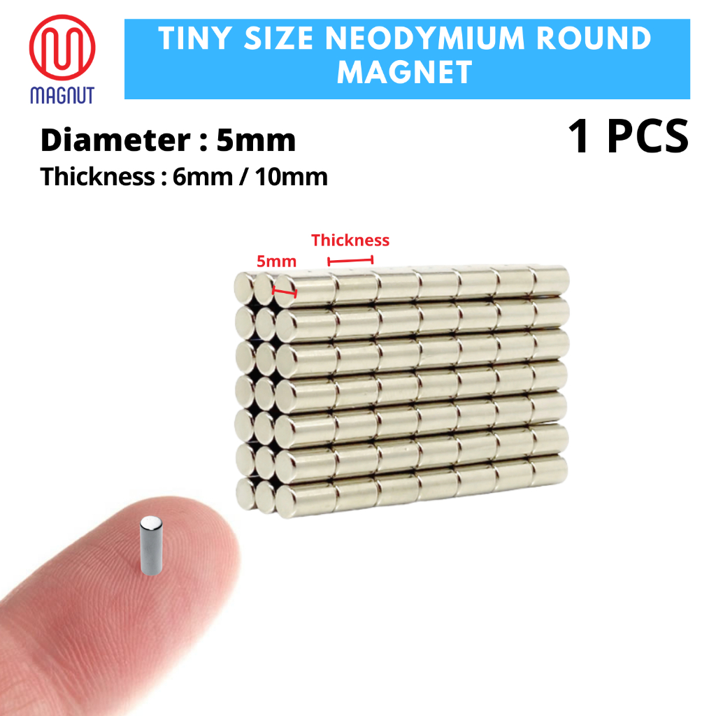 1pcs - Diamerer : 5mm * Thickness : 6mm / 10mm Rare Earth Neodymium ...