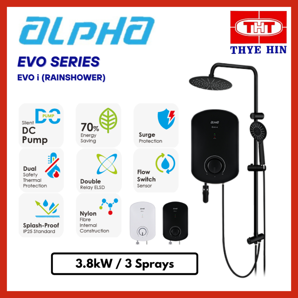 ALPHA EVO SERIES EVO i RAINSHOWER - ALL BLACK, MATT BLACK & WHITE ...