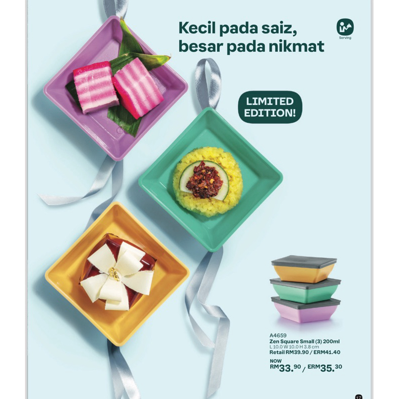 Tupperware Zen Square Small 200ml 3pcs | Shopee Malaysia