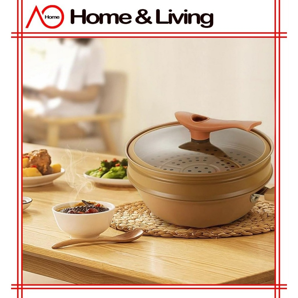 AO Home Clay Color Non-stick Multifunctional Pressure Cooker Health ...
