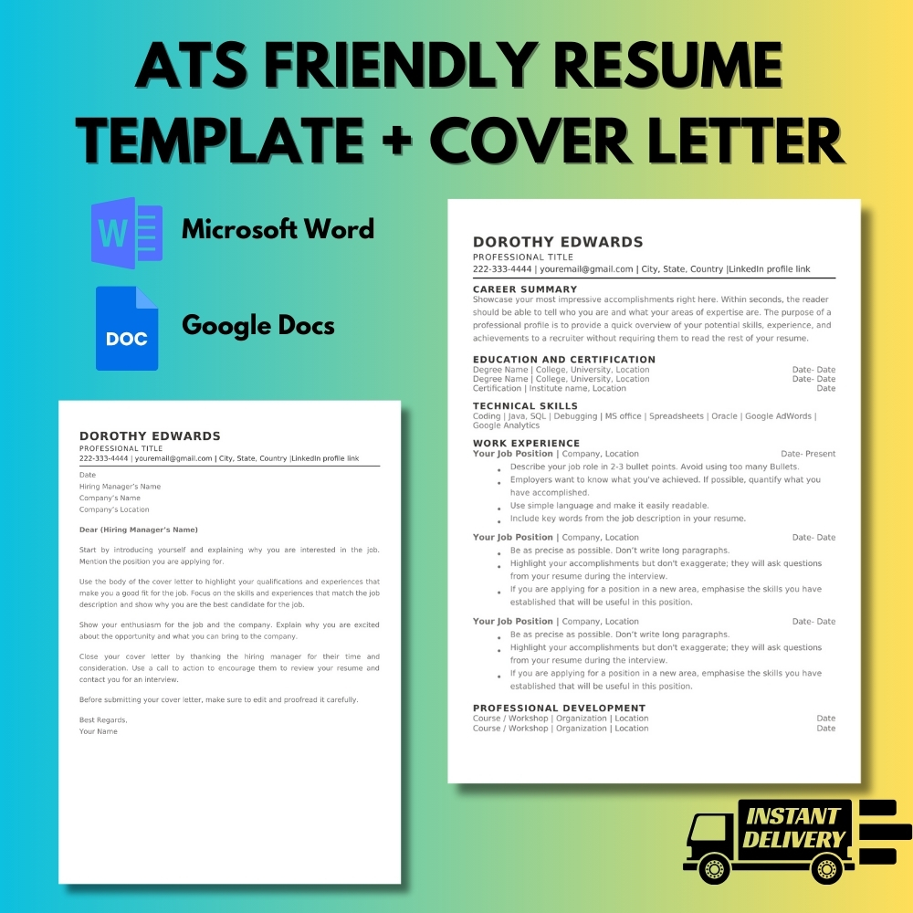 #ATS01 ATS Friendly Resume Template   Cover Letter   References V 1
