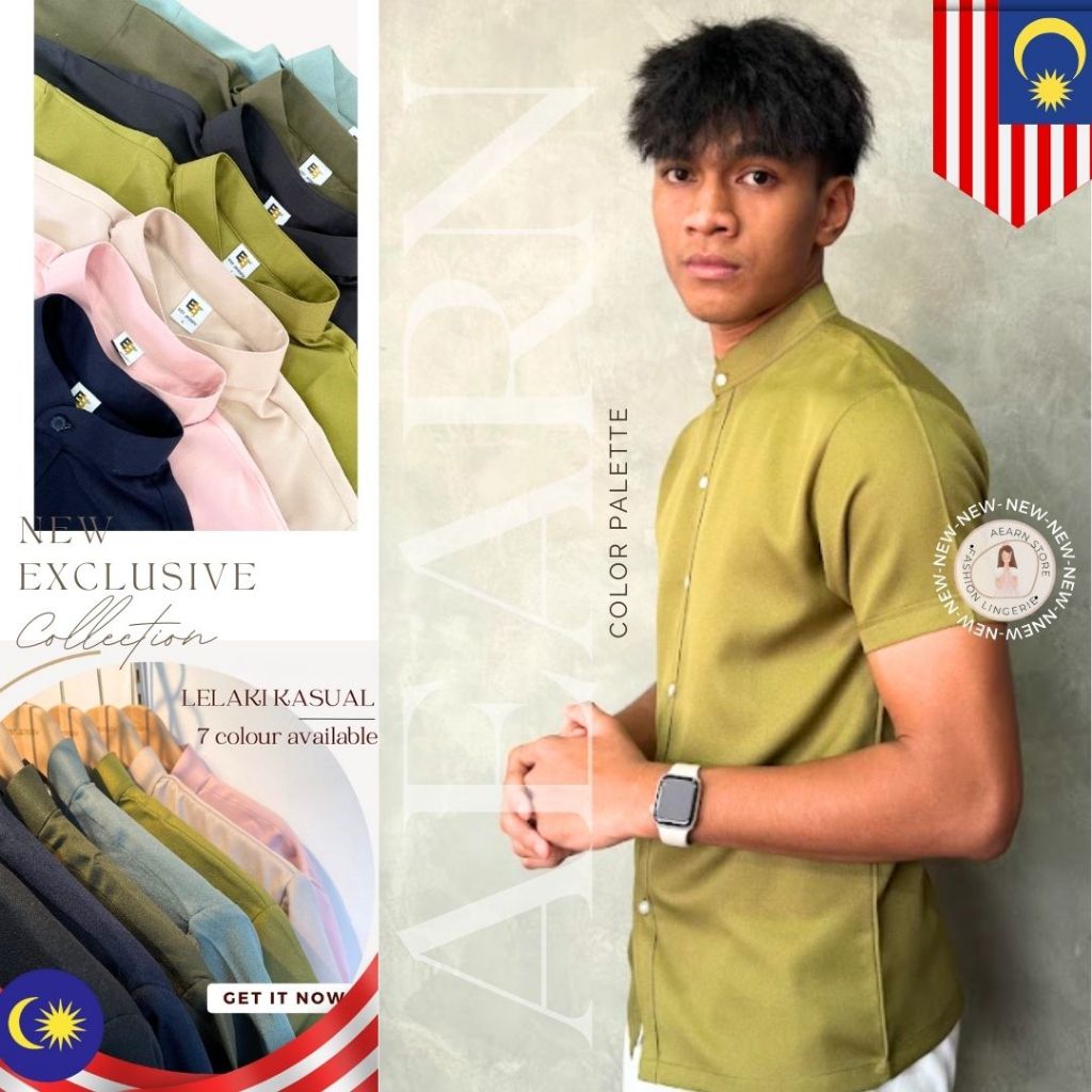 Men Casual Shirt Baju Kemeja lelaki short Sleeve Buttons Up Formal Collar Loose Korean Men Shirt Plain Kurta Lelaki Shopee Malaysia