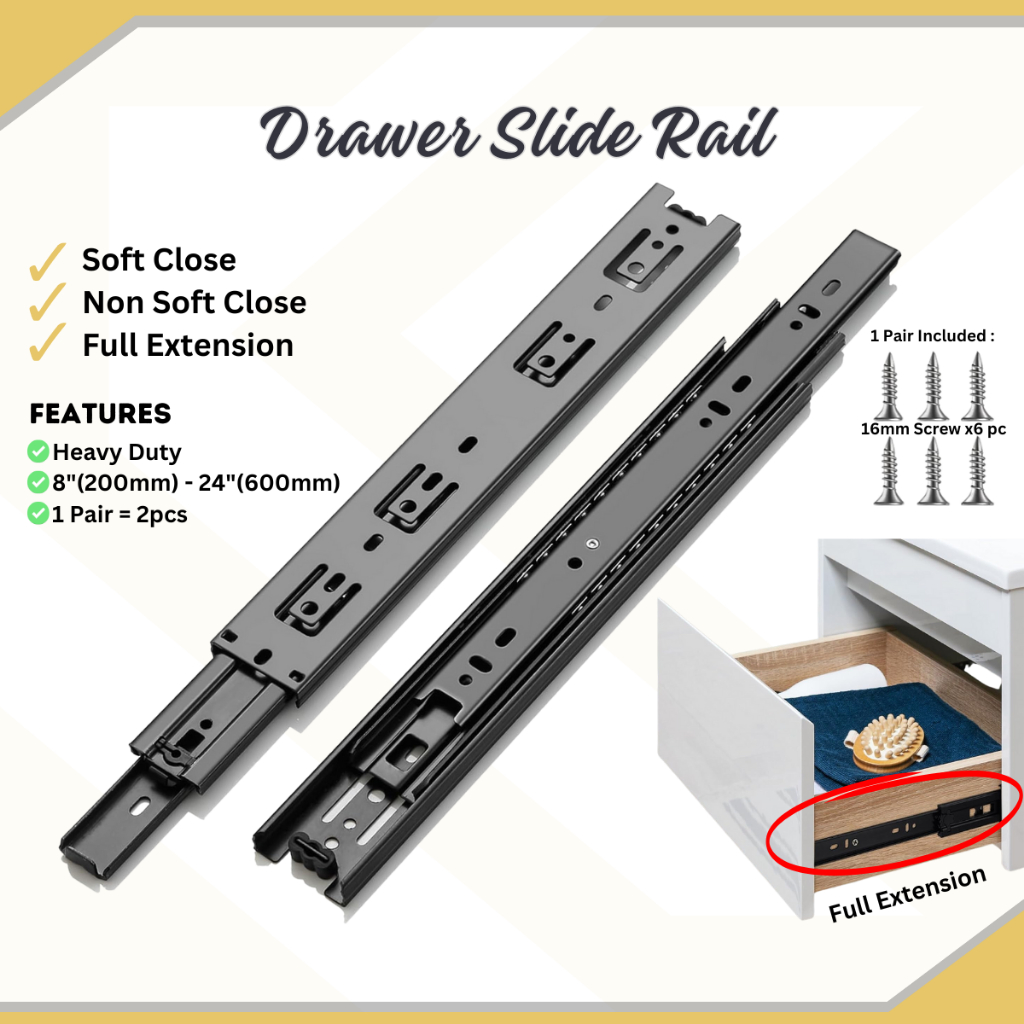 Drawer Slides Full Extensions Heavy Duty Ball Bearing Drawer Runner ...