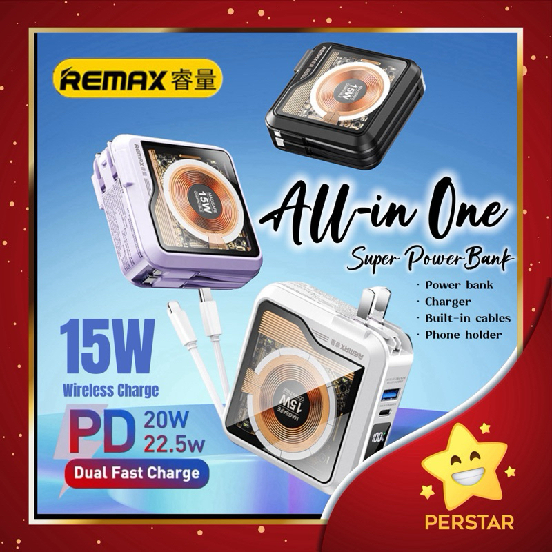 REMAX RPP-621 10000mAh All-in-One with Foldable AC-Adapter Support 15W ...