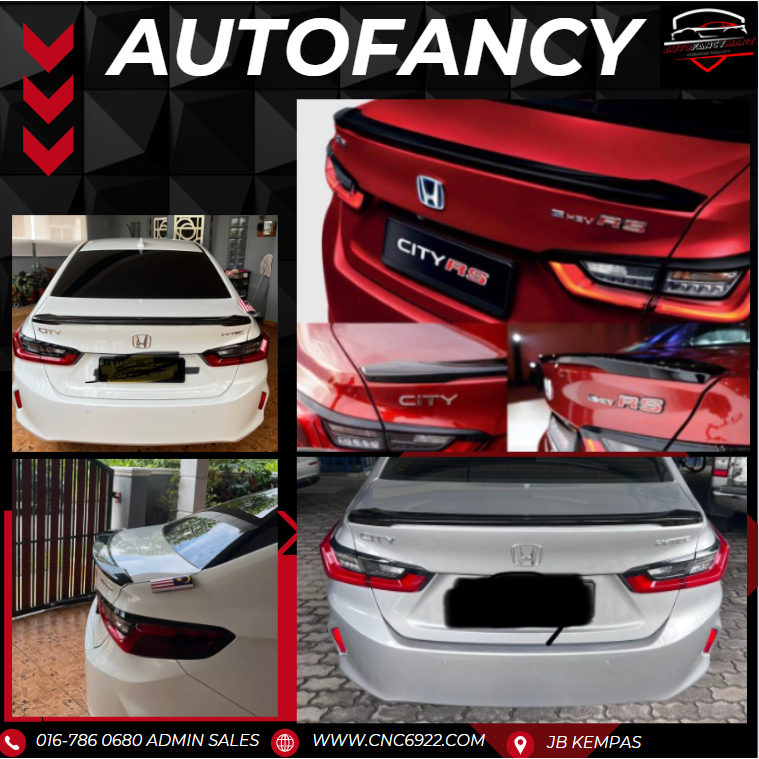 HONDA CITY GN2 2020 2021 2022 REAR LIPS RS SPOILER LIP CARBON BLACK ...