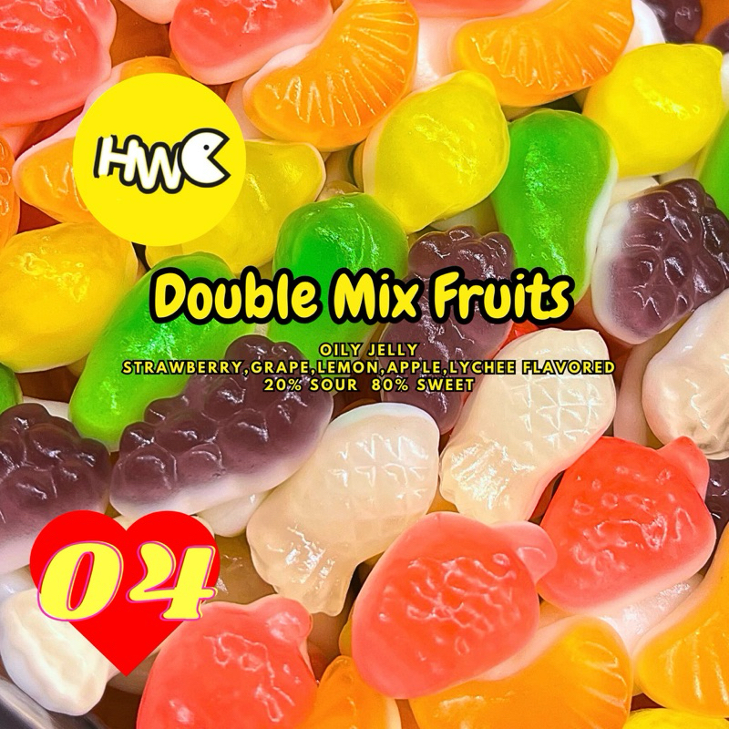 Double Mix Fruits Gummi Candy Halal Quality Gulagula Sweets Grape Apple ...