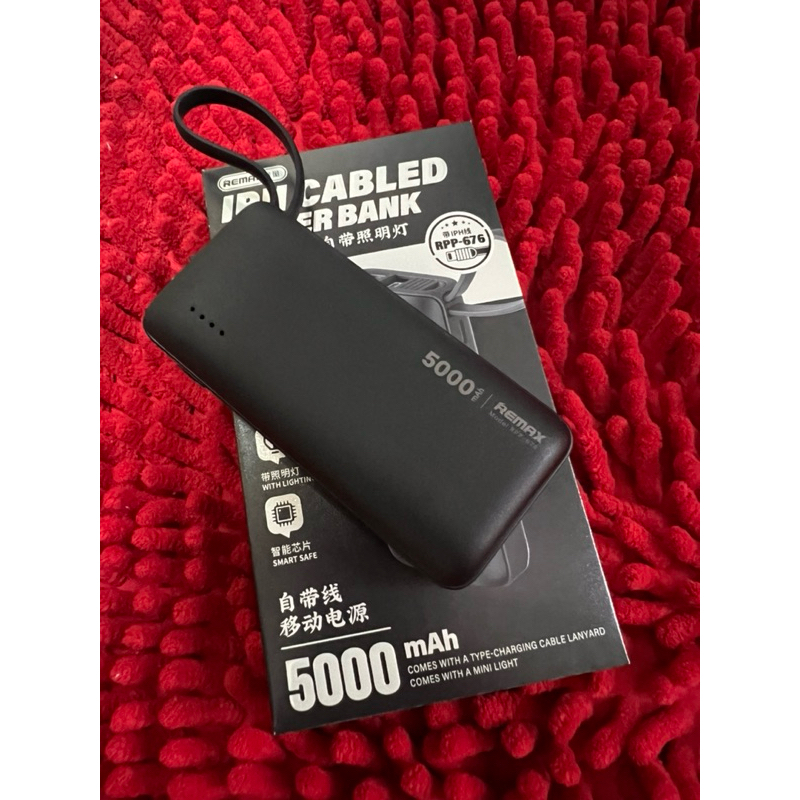 Remax 5000mAh Mini Power Bank Built In Cable | Shopee Malaysia