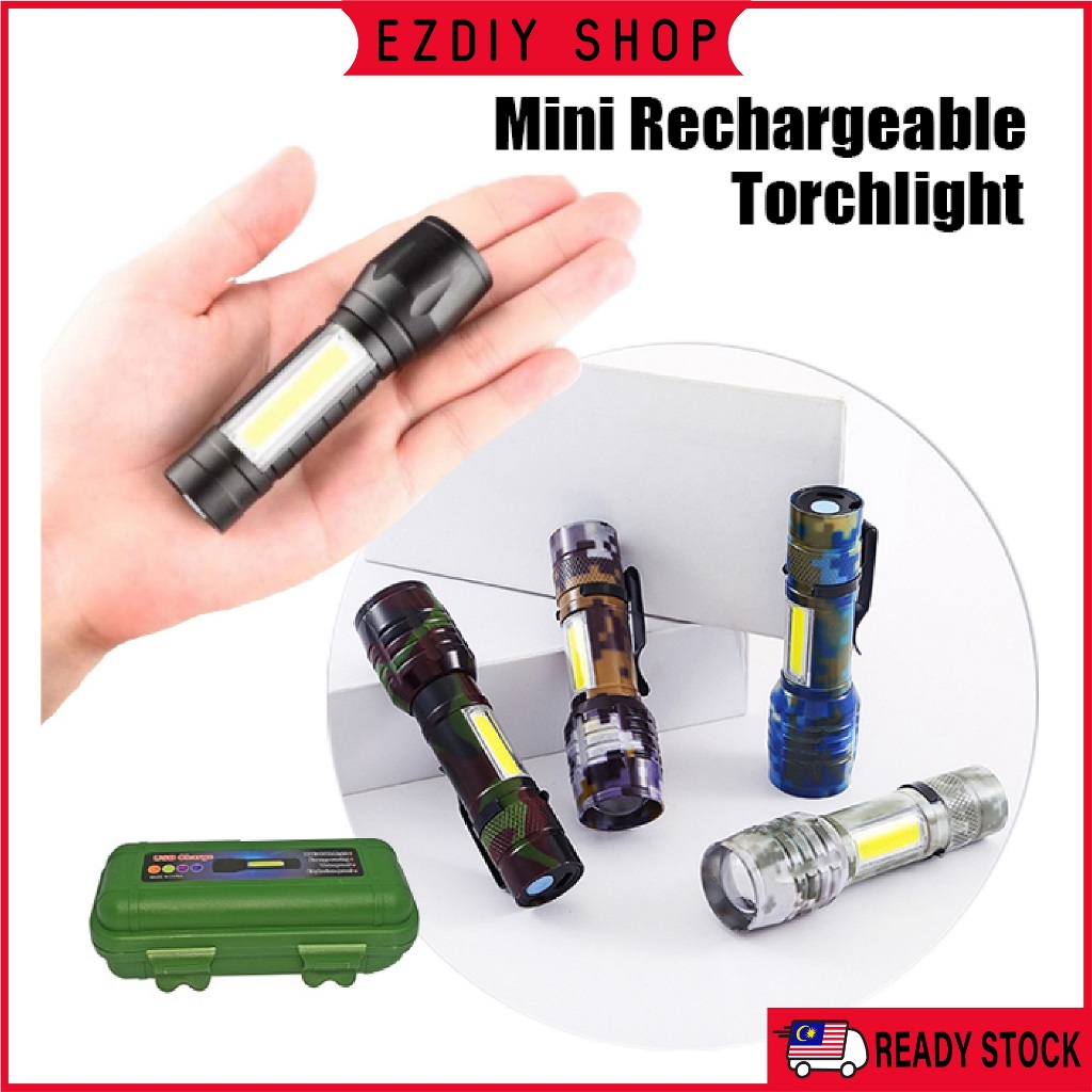 3 Mode USB Rechargeable High Power Torch Light Mini LED Torchlight ...