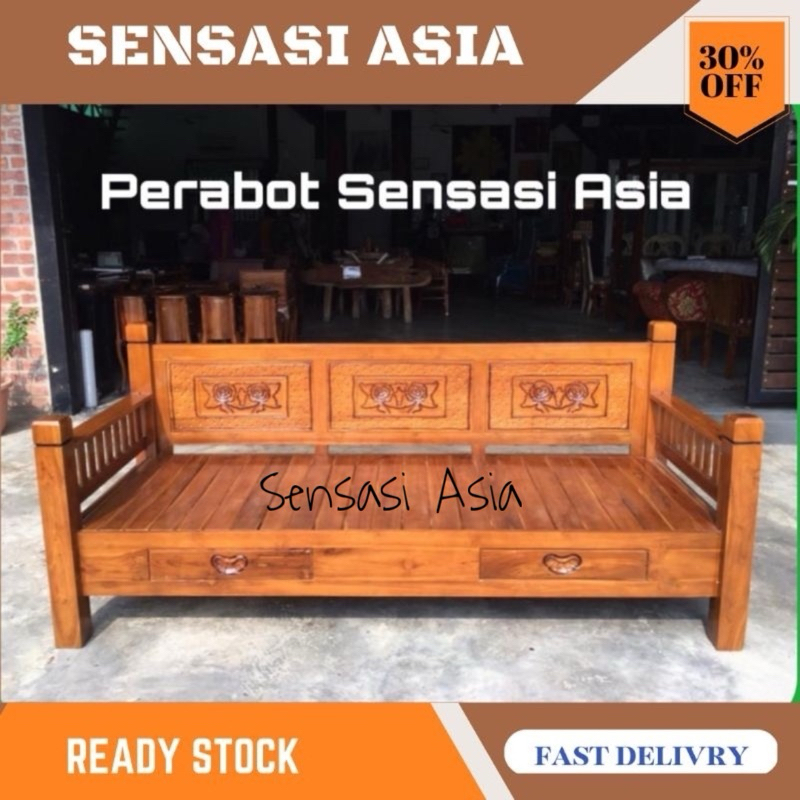 Daybed Jati / Daybed Kayu Jati / Sofa Bed Kayu Jati Teak Wood Daybed ...